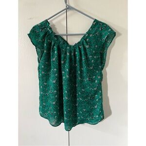 Lauren Conrad - (Green) Short Sleeve Floral Blouse - Women’s Tops